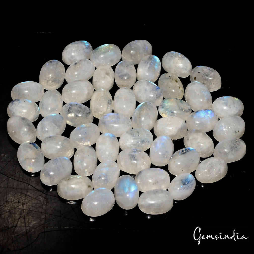 Certified 52.50 Ct/50 Pcs Natural Blue Shine Moonstone Oval Calibrated 7x5m Gems