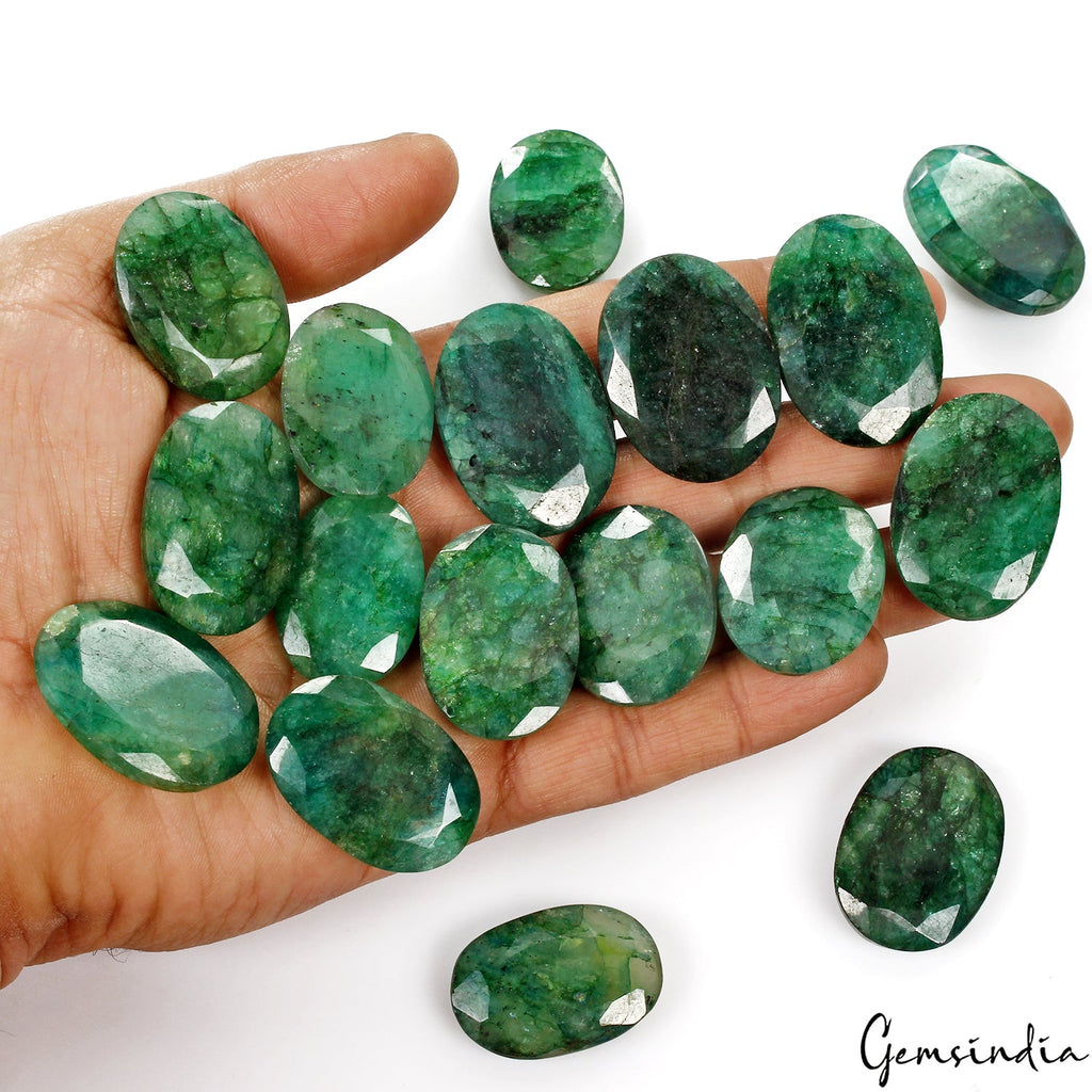 1000 Cts/17 Pcs Natural Brazilian Bottle Green Emerald Oval Cut Wholesale Gems