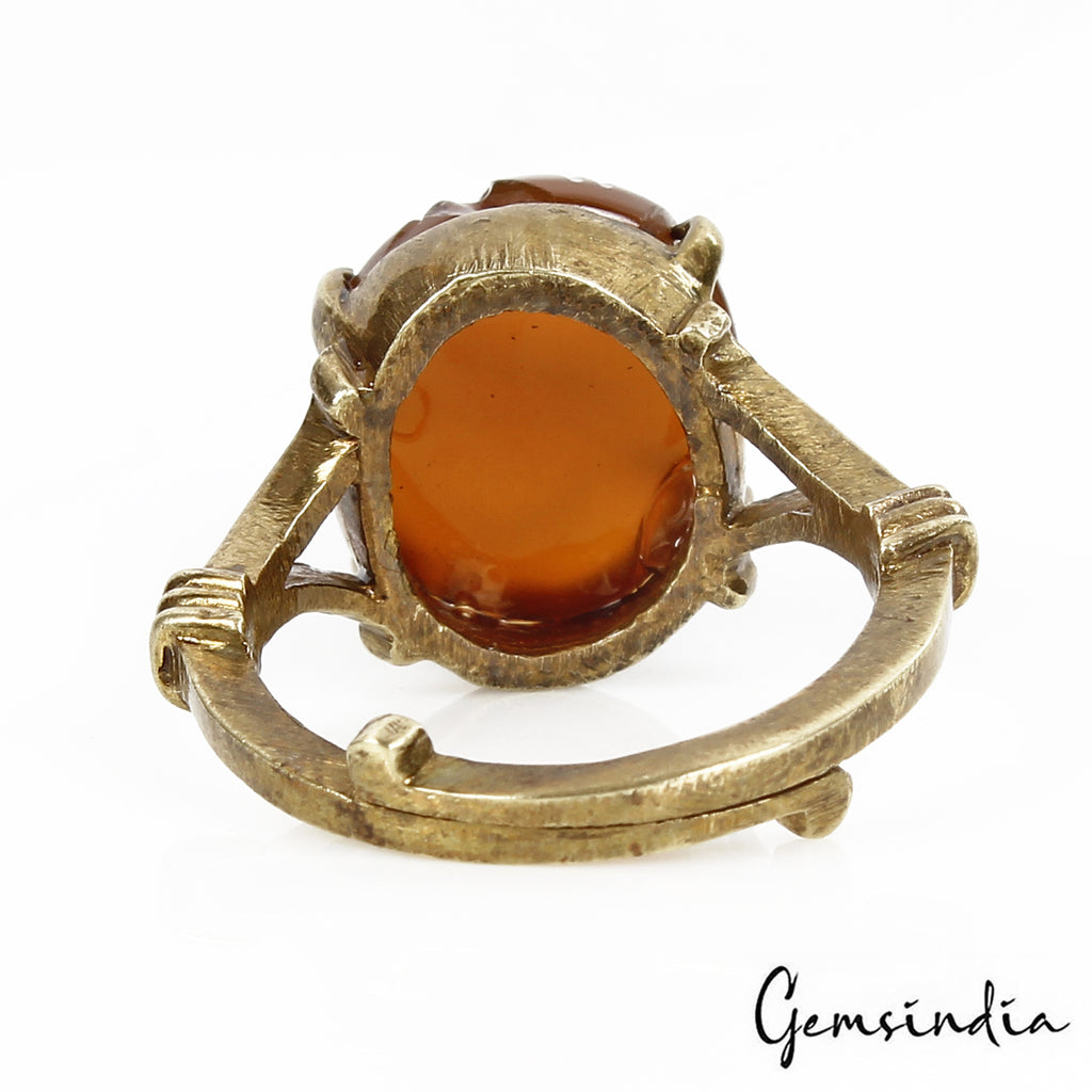Orange Onyx Ashtadhatu Ring, Untreated — 26.50 Ct (5.30 g), Madagascar