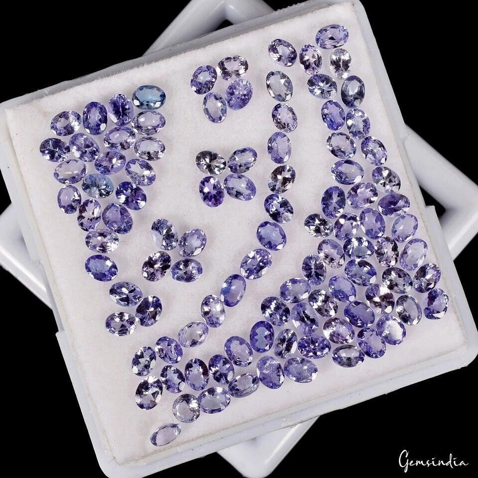 100 Pcs Natural Blue Tanzanite 4x3mm Oval Cut Loose Tanzania Gemstones~16 Ct Lot