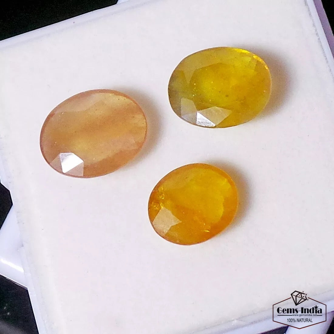 Certified 25.20 Ct Natural Untreated Yellow Sapphire Oval Cut Faceted Loose Gems