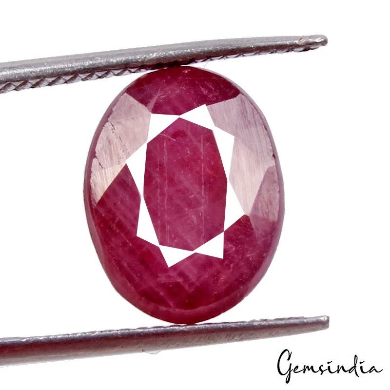 Ruby Loose Gemstone, Oval Cut, Heated — 12x9x6 mm, 8.70 Ct, Mozambique