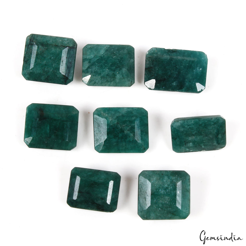Certified 57.50 Ct/8Pcs Natural Zambian Green Emerald Octagon Cut Loose Gems Lot