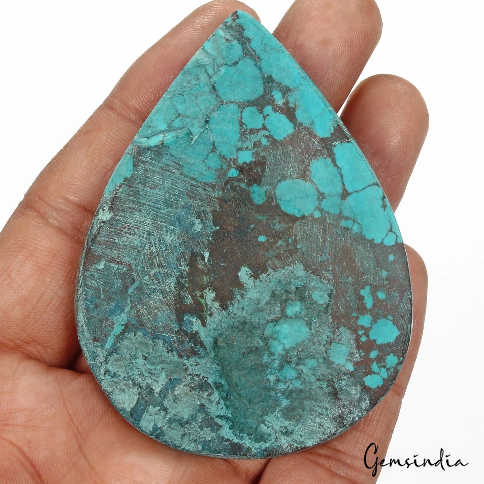233.90 Cts Natural Blue Arizona USA Spiderweb Turquoise Pear Cab Gem For Pendant