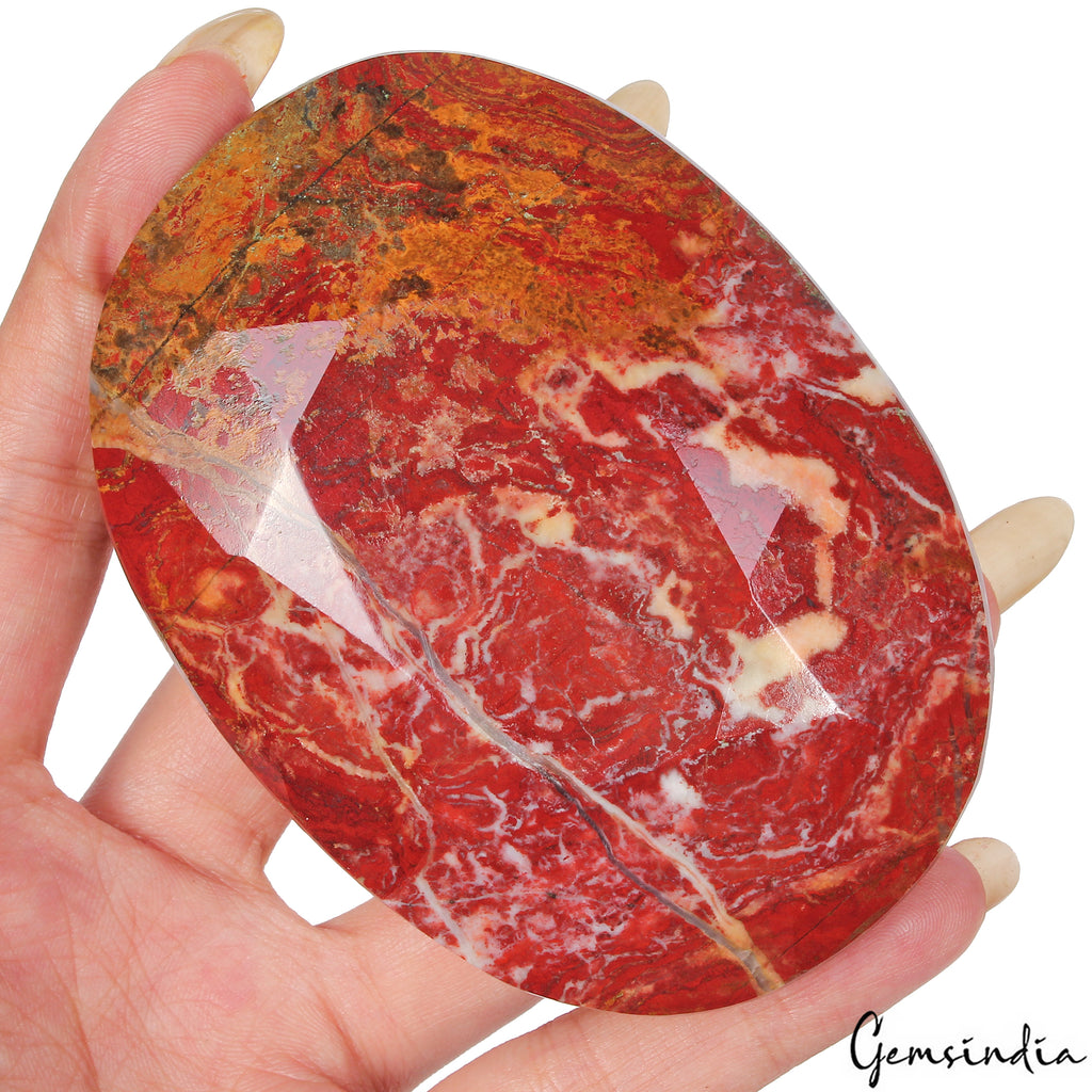 Red Jasper Loose Gemstone, Oval Faceted, Untreated — 92x967x37mm, 1820 Ct, Madagascar