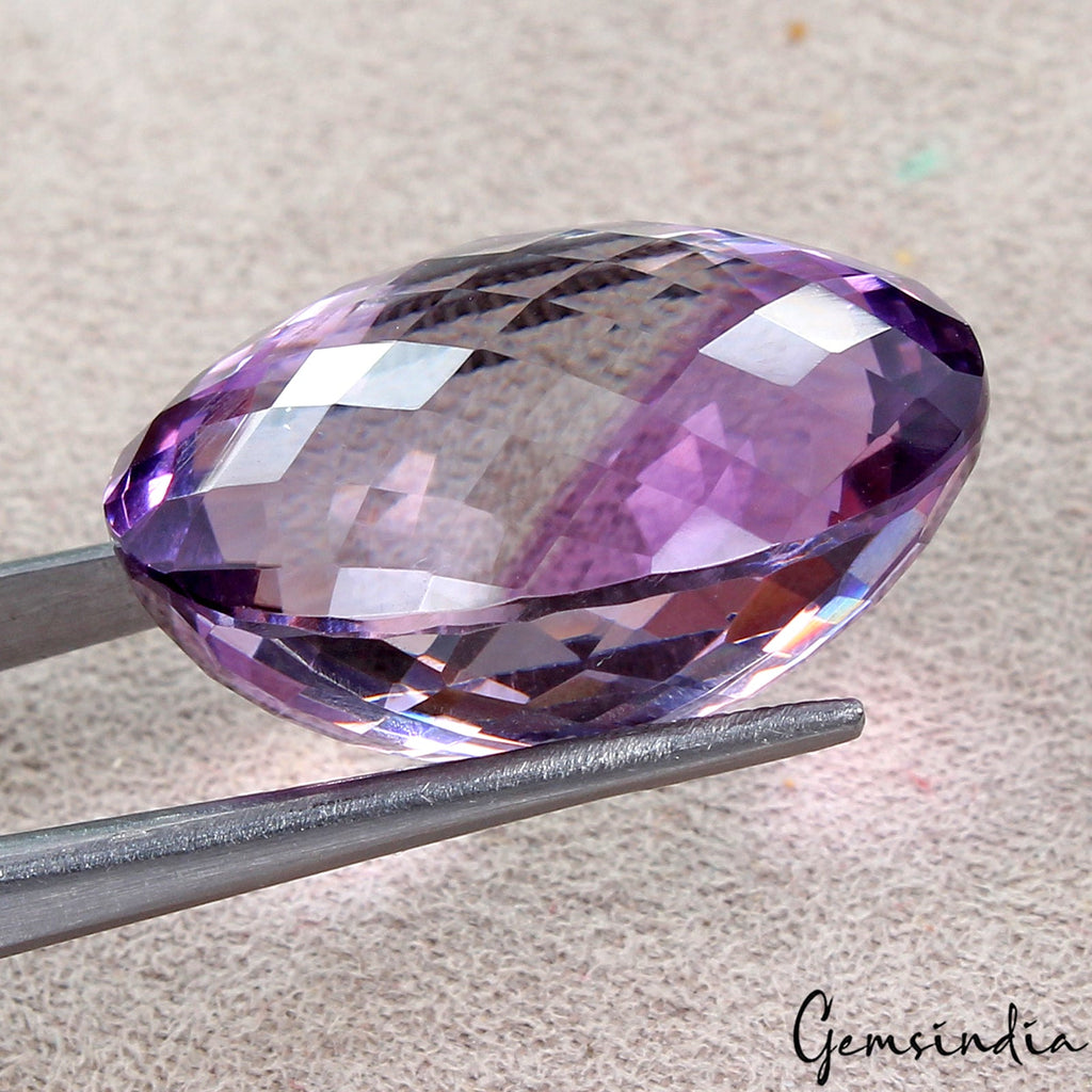 36.80 Cts Natural Rich Purple Amethyst Oval Checker Cut Loose Unheated Gemstone