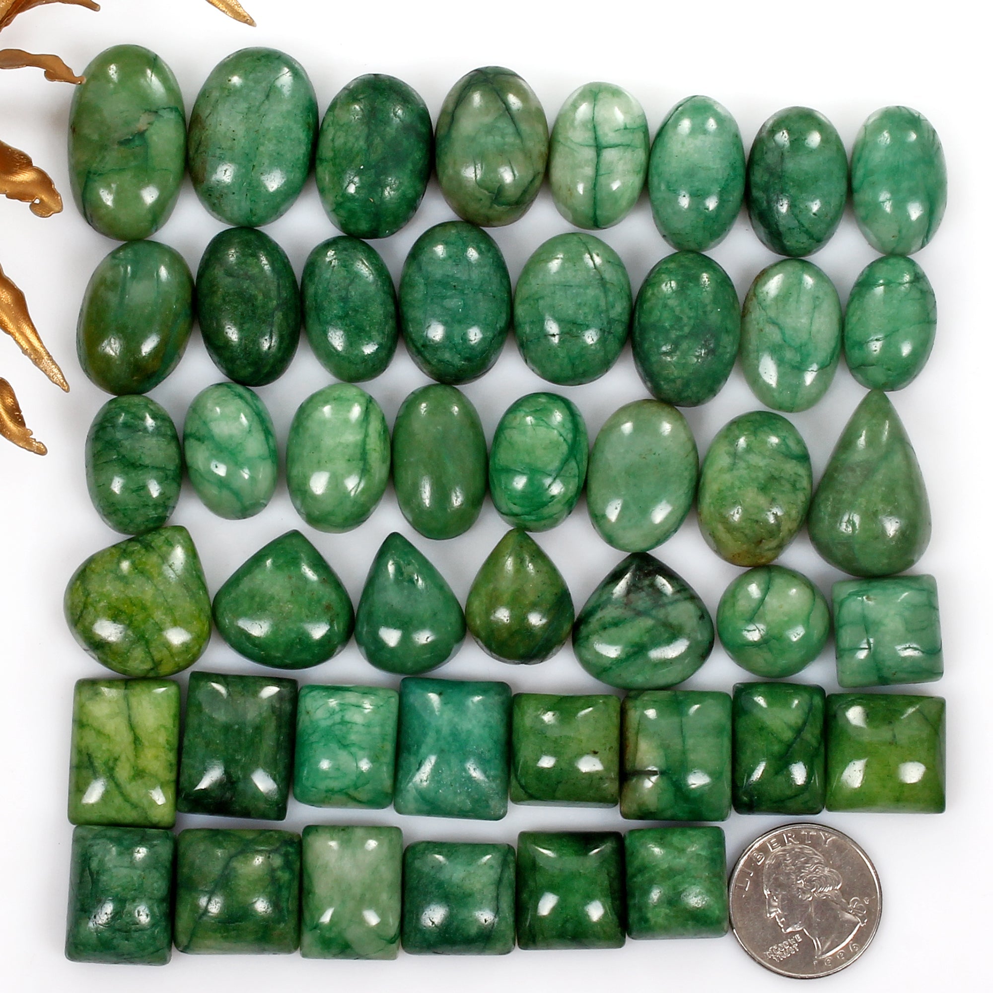 1500 Ct Natural Green Emerald Mix Cabochon Loose 17mm-31mm Gemstones Lot, Brazil