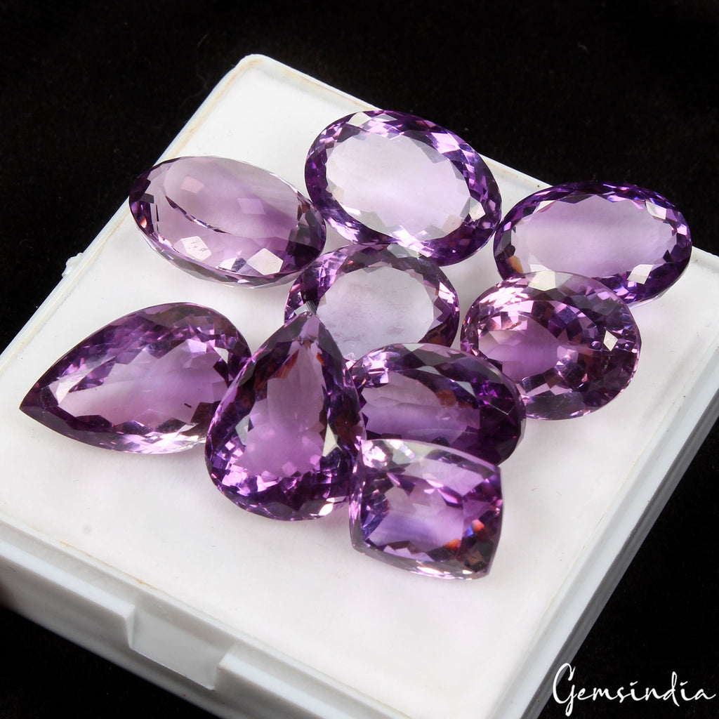 133.80 Ct Natural Purple Amethyst Mix Cut Unheated Brazil Gems Ravishing Color!