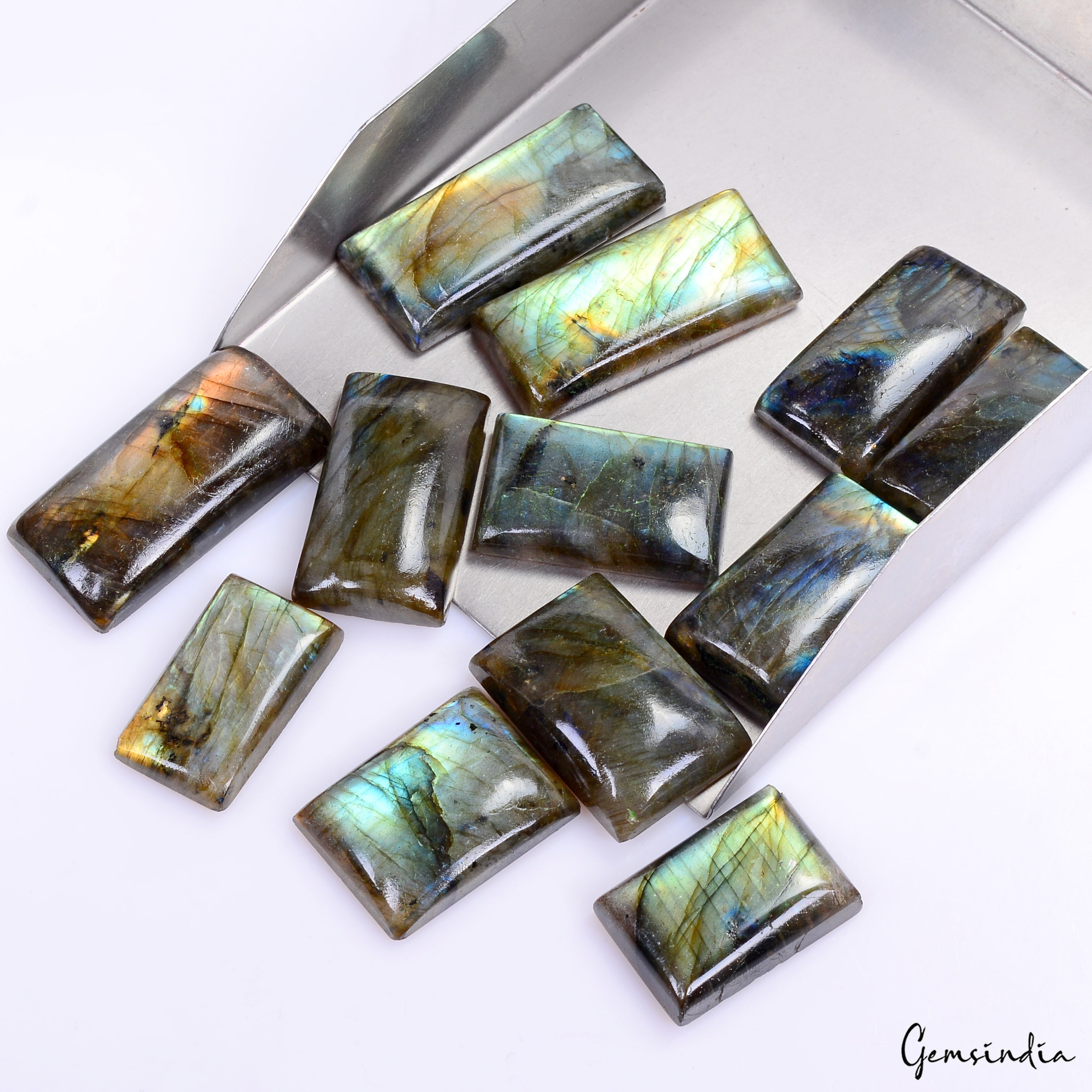 580 Ct Natural Untreated Spectrolite Labradorite Rectangle Cabochon Loose Gems