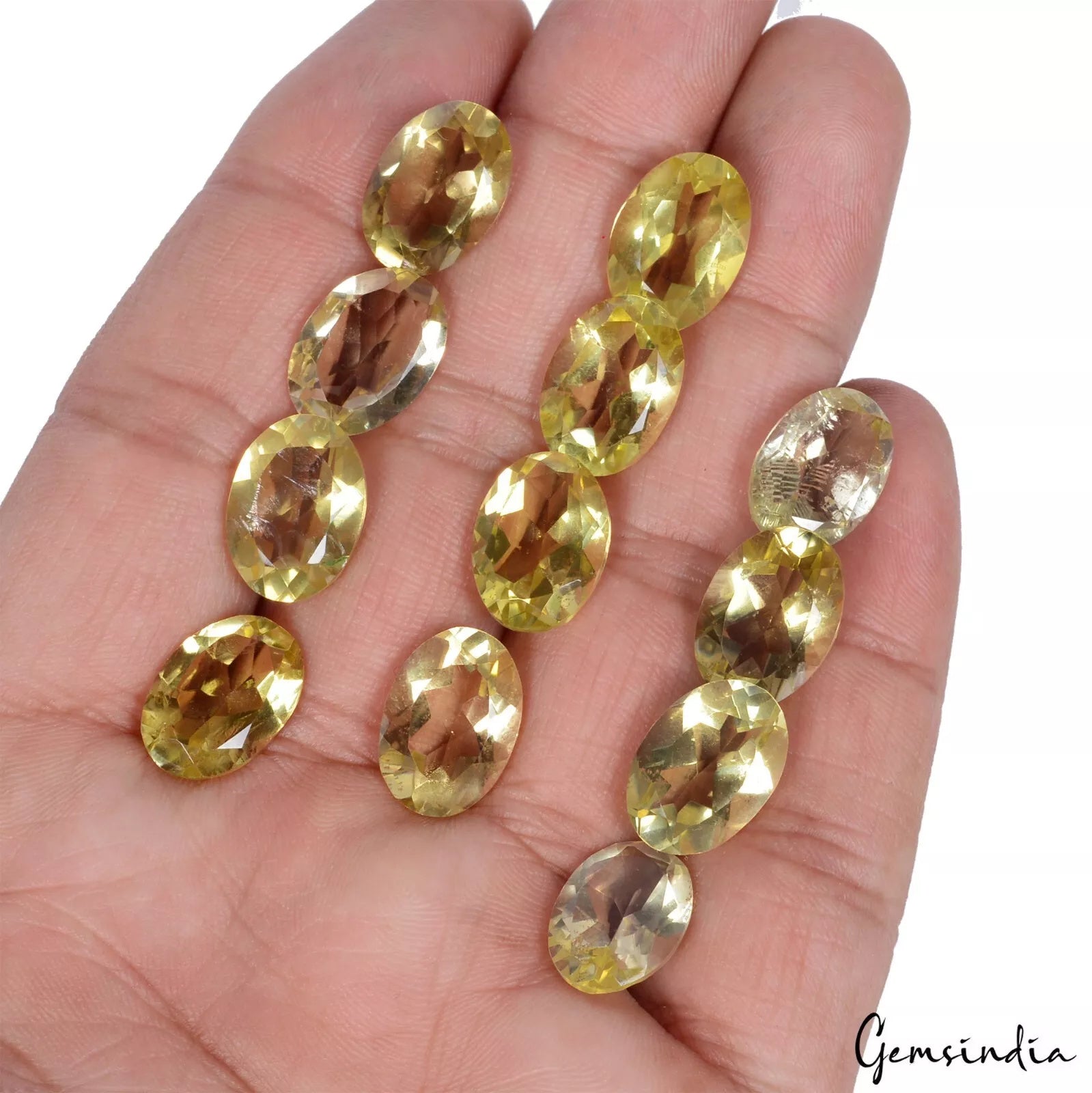 70.20 Cts Natural Lemon Quartz Citrine Oval Cut Loose 13-14mm Gemstones~ 12 pcs