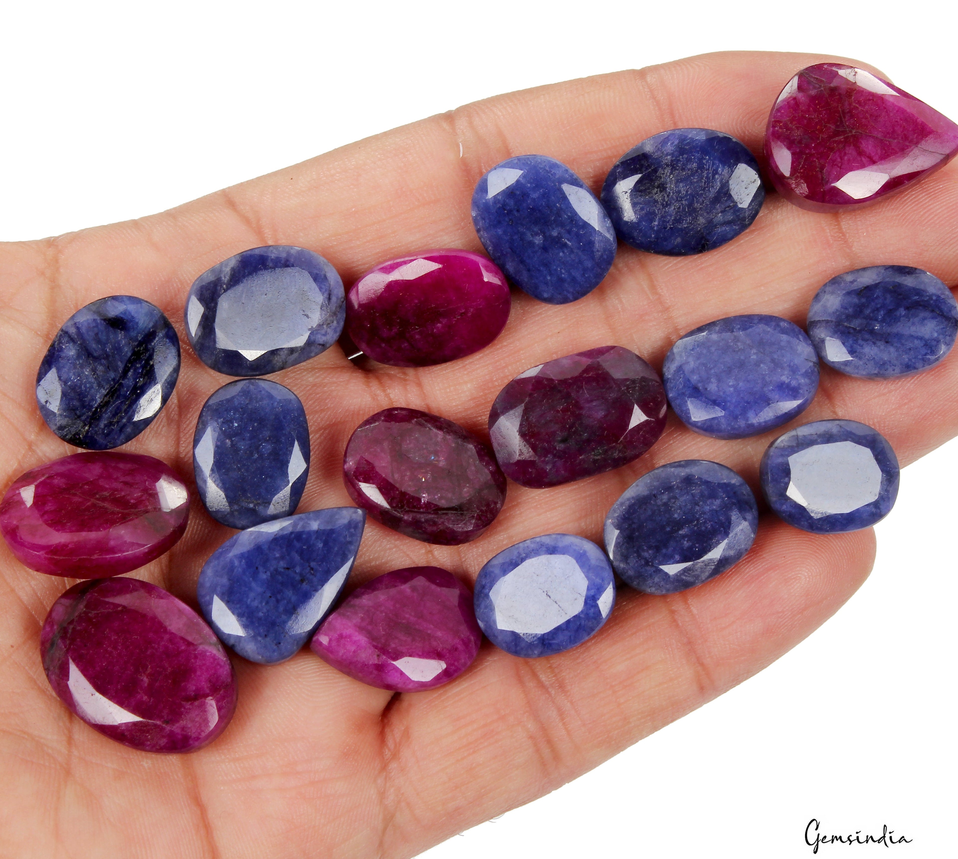 280 Ct/18 Pcs Natural Red Blue Beryl Mix Cut Loose Jewelry Making Gemstones Lot