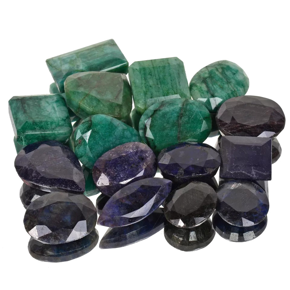 Emerald Lot, Loose Gemstone, Color Enhanced — 16 Pieces, 21mm to 34mm, 1250 Ct, Madagascar