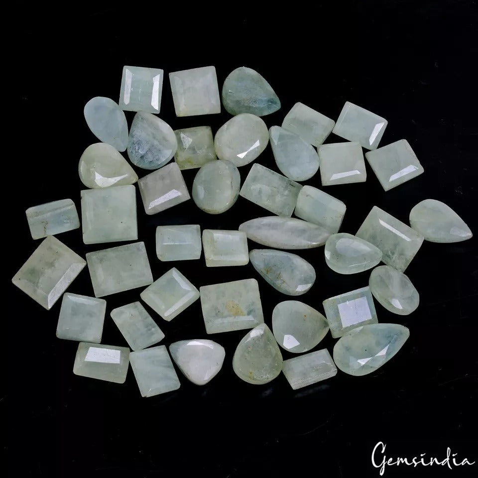 Green Beryl Lot, Loose Gemstone, Untreated, Blue — 41 Pieces, 10mm to 21mm, 261.70 Ct, Brazil