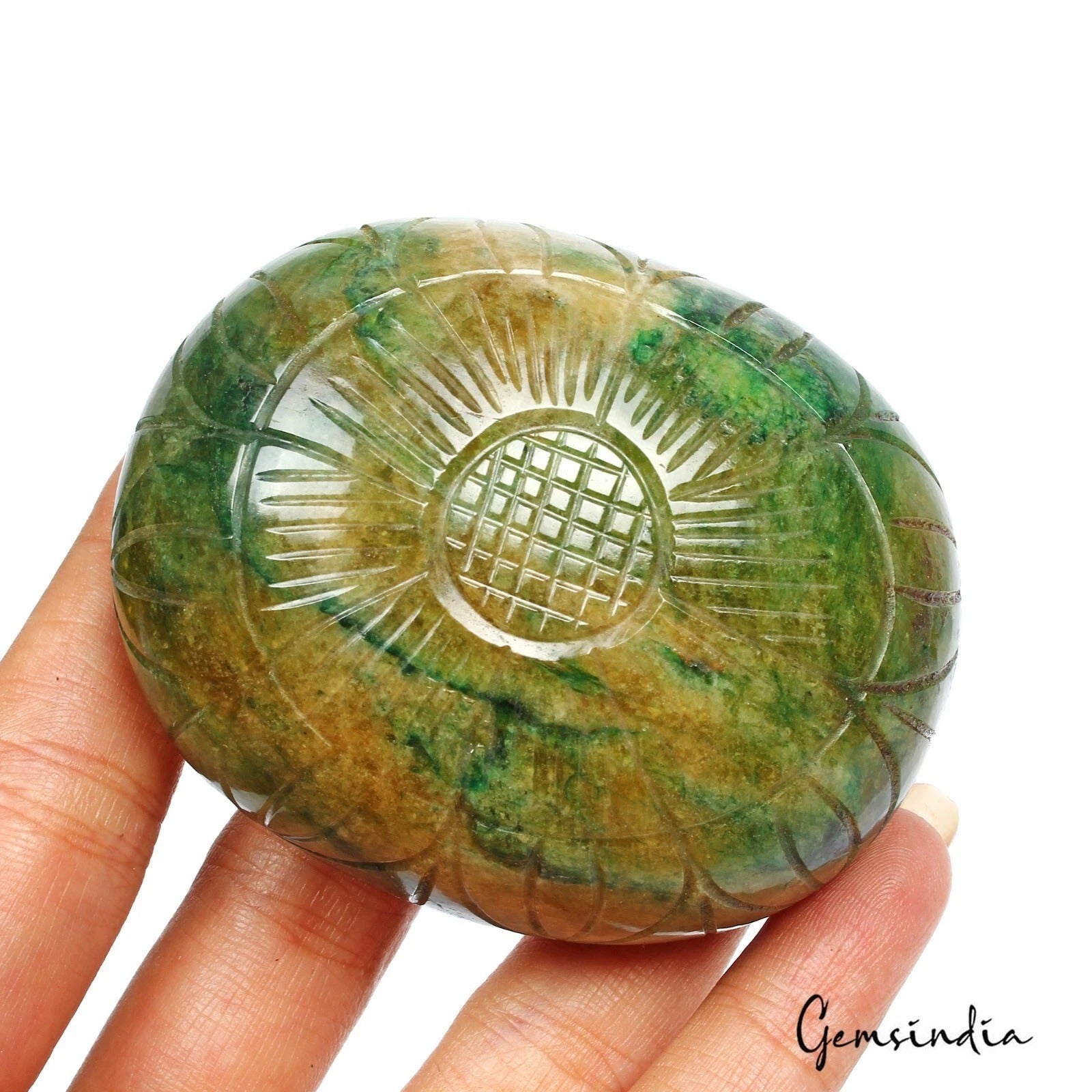 900Ct Natural Brazilian Yellow Green Emerald Oval Cut Both Side Carving Huge Gem