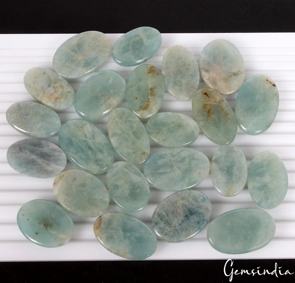 1060 Cts/23 Pcs Natural Untreated Blue Beryl Aquamarine Oval Cab Loose Gems Lot