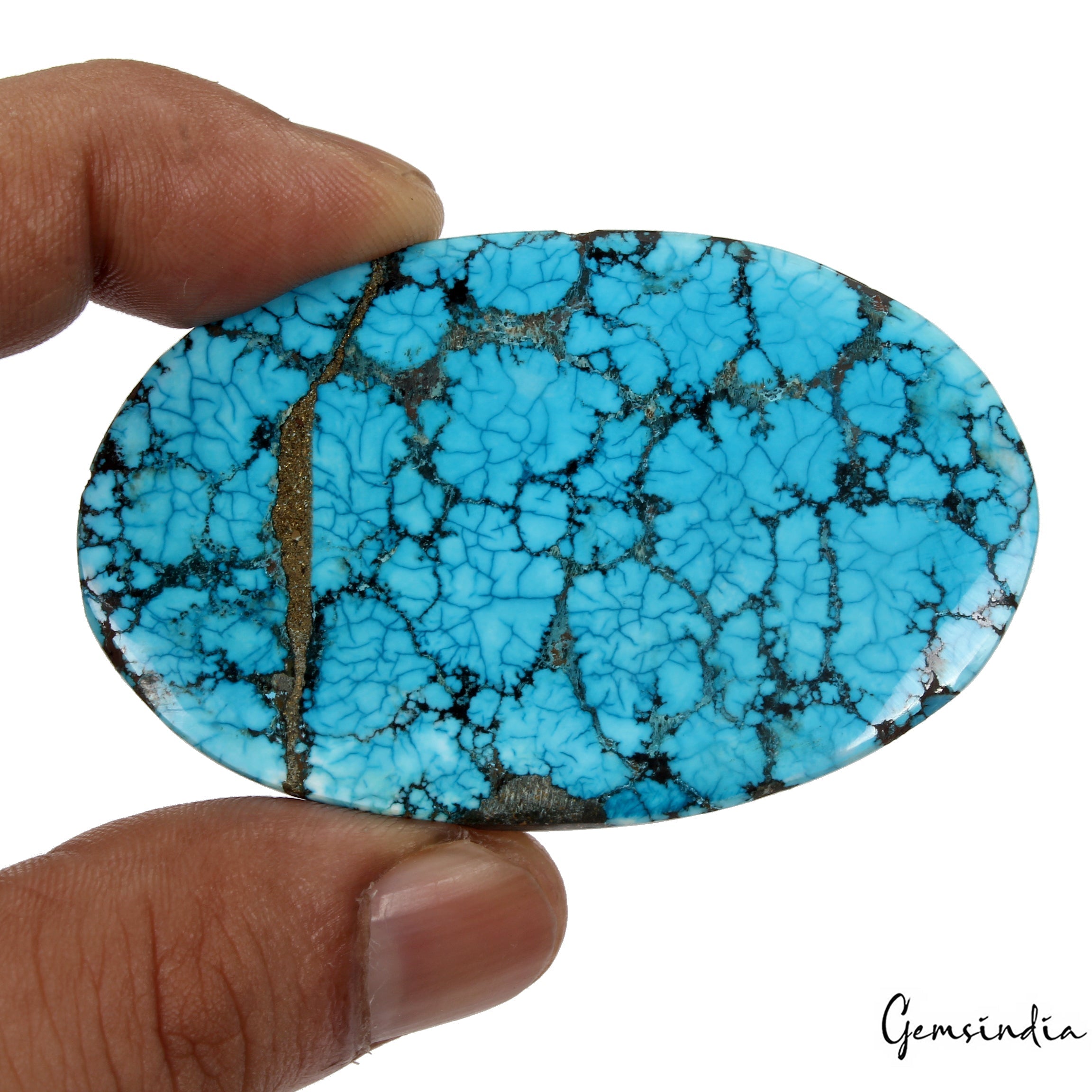 Huge 149 Ct Spiderweb Turquoise Blue Oval Shape USA Arizona Loose Cab Gemstone