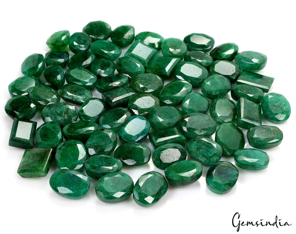 Certified Natural Green Emerald 1100 Ct Mix Cut Loose Ring Size Gemstones~63 Pcs