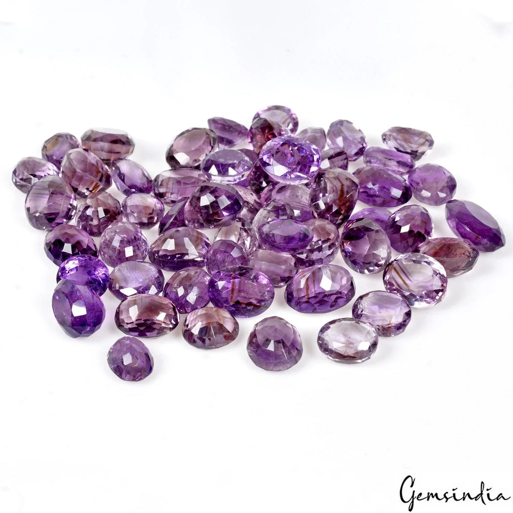 Certified 365 Ct/56 Pcs Natural Amethyst Oval Cut Lot Good Luster Loose Gemstone
