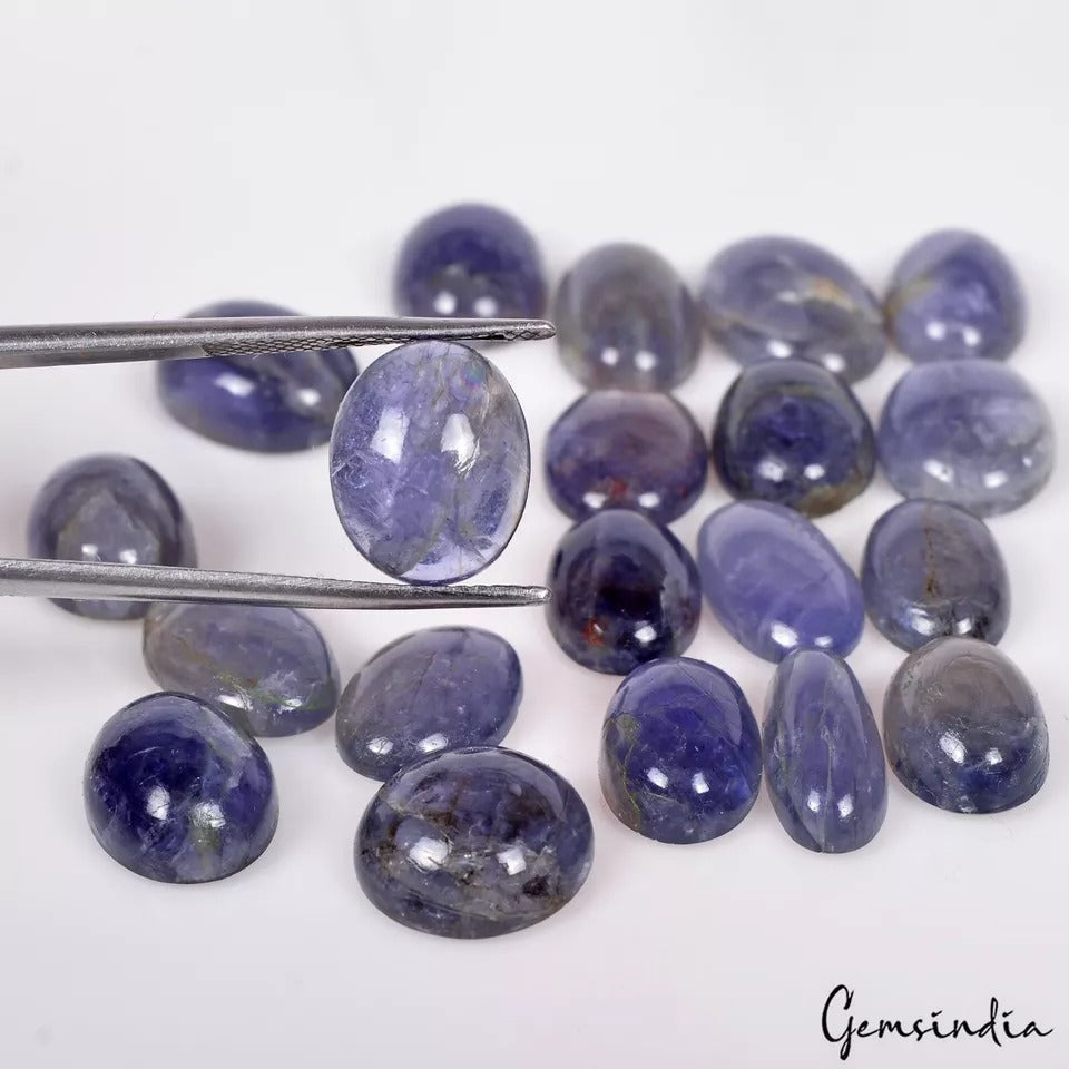 86.50 Ct/20 Pcs Natural Untreated Blue Iolite Oval Cab Loose Gem Lot For Jewelry