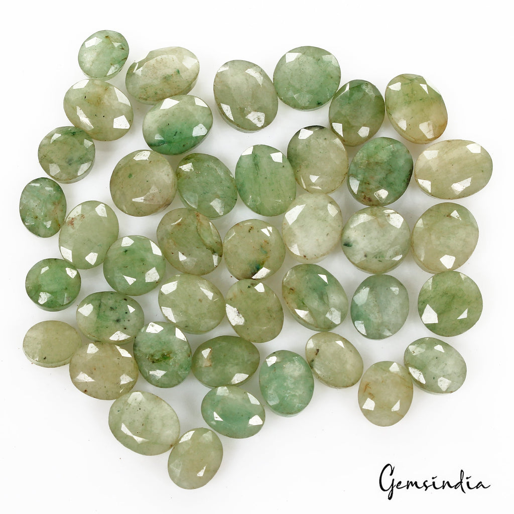 Certified 120 Cts/41 Pcs Natural Brazilian Green Emerald Oval Gems For Jewelry