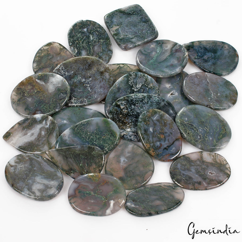 2000 Ct/23 Pcs Natural Moss Agate 3D Night Forest/Spider Web Untreated Gems Lot