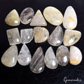 400 Ct Natural Golden Wire Rutile Quartz Mix Cabochon Untreated Gemstones~
