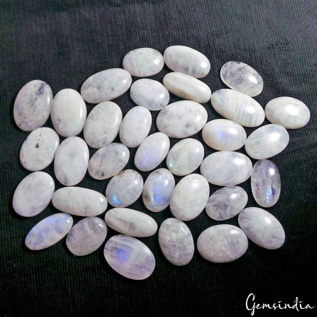 1520 Ct Natural Untreated Blue Shine Moonstone Oval Cab Loose Gems Lot 35 Pcs