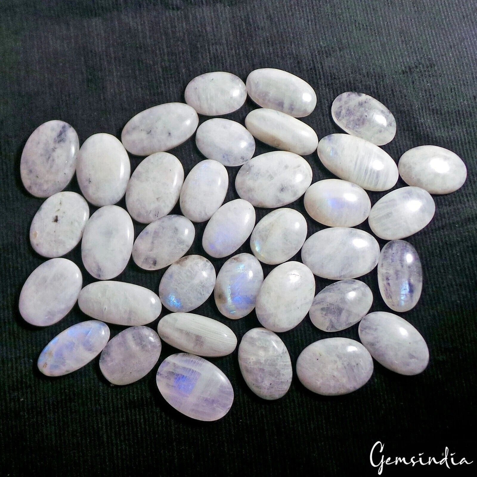 1520 Ct Natural Untreated Blue Shine Moonstone Oval Cab Loose Gems Lot 35 Pcs