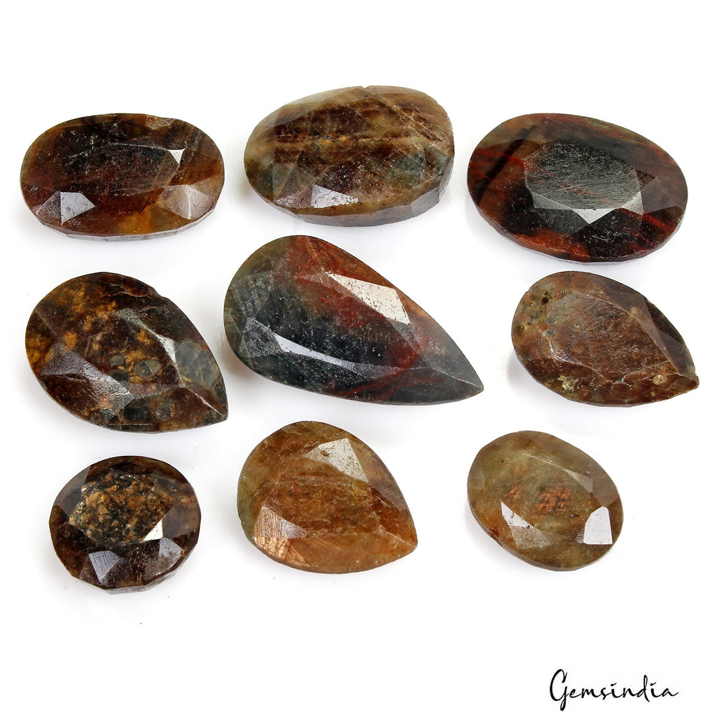 Natural Untreated Blue Brown Mix Faceted Sapphire Earth Mined Gems 720 Cts/9 Pcs