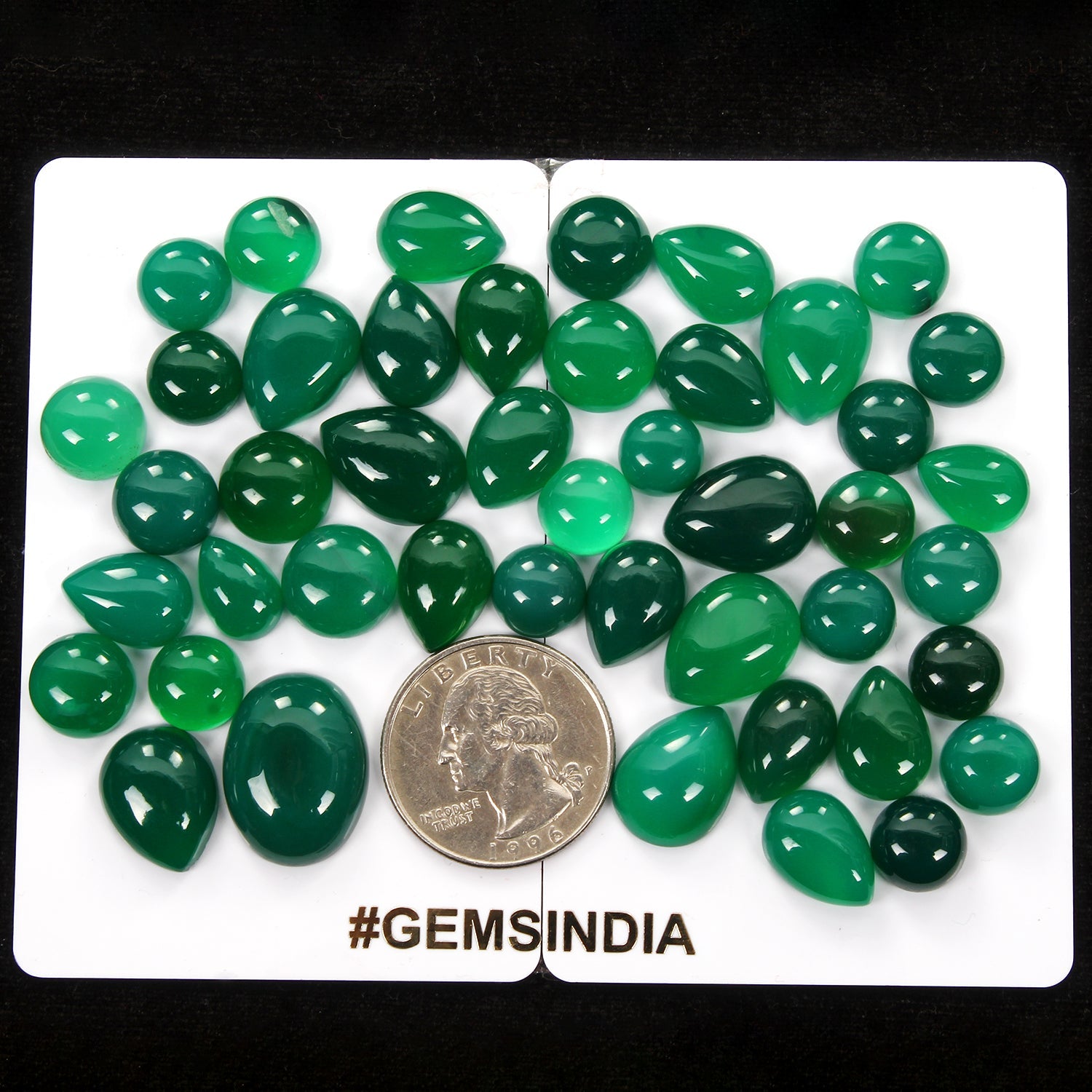 45 Pcs Natural Green Onyx Mix Cabochon Loose Untreated 7-12mm Gemstones~ 250 Ct