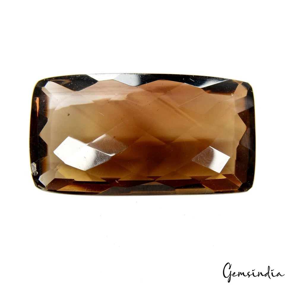 75.80 Ct Natural Untreated Brown Smoky Quartz Cushion Checker Cut Loose Gemstone