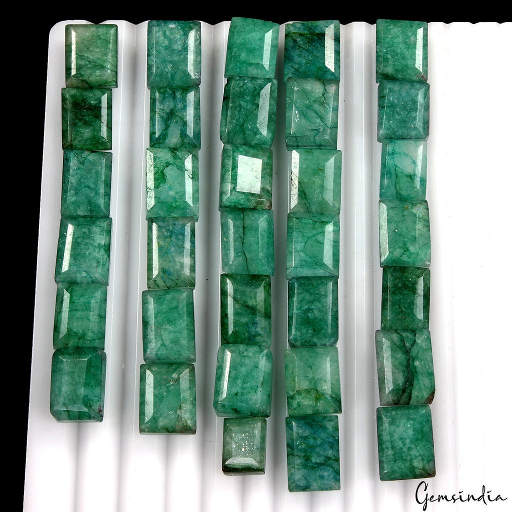 430 Ct Natural Green Brazilian Emerald Rectangular Cut Faceted Loose Gems Lot