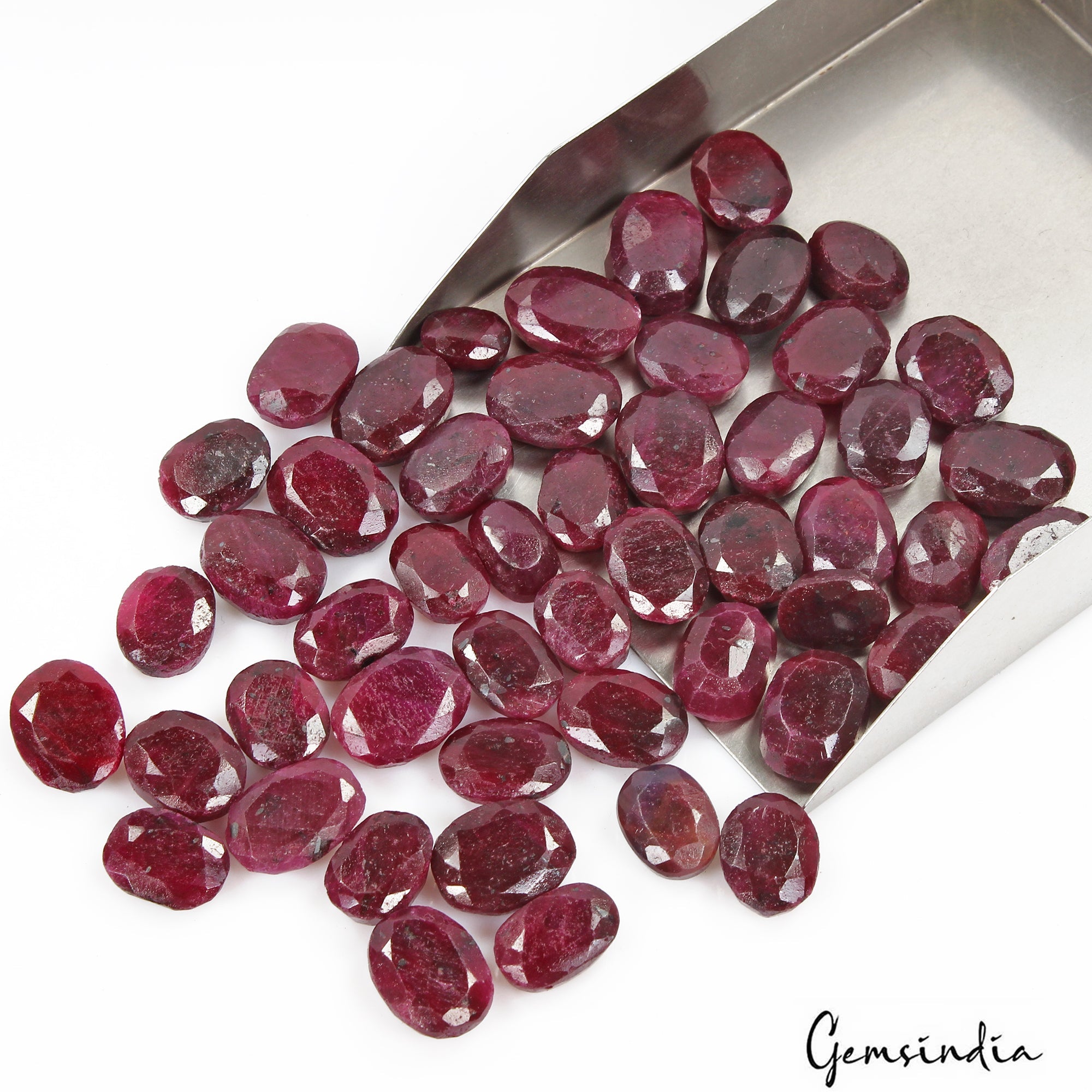 900 Cts/50 Pcs Natural African Dark Red Ruby Oval Faceted Cut Loose Gems Lot