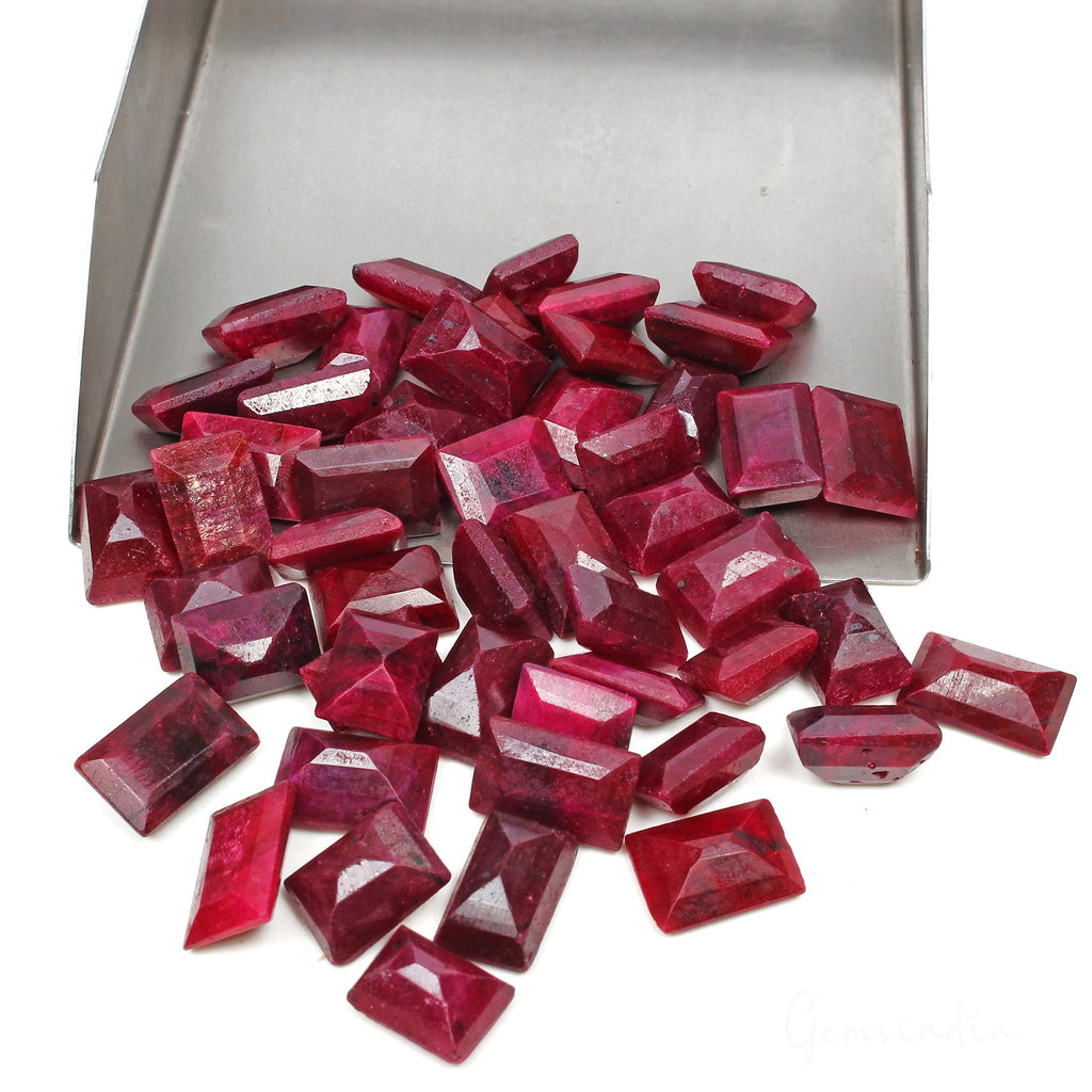 500 Ct Natural Red Ruby Rectangular Faceted Cut Gems Loose Wholesale Lot 50 Pcs