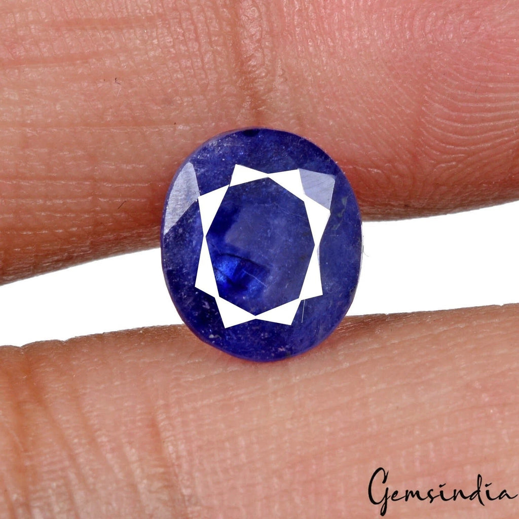 3.50 Ct Natural Blue Ceylon Sapphire Oval Cut Faceted Ring Size Loose Gemstone