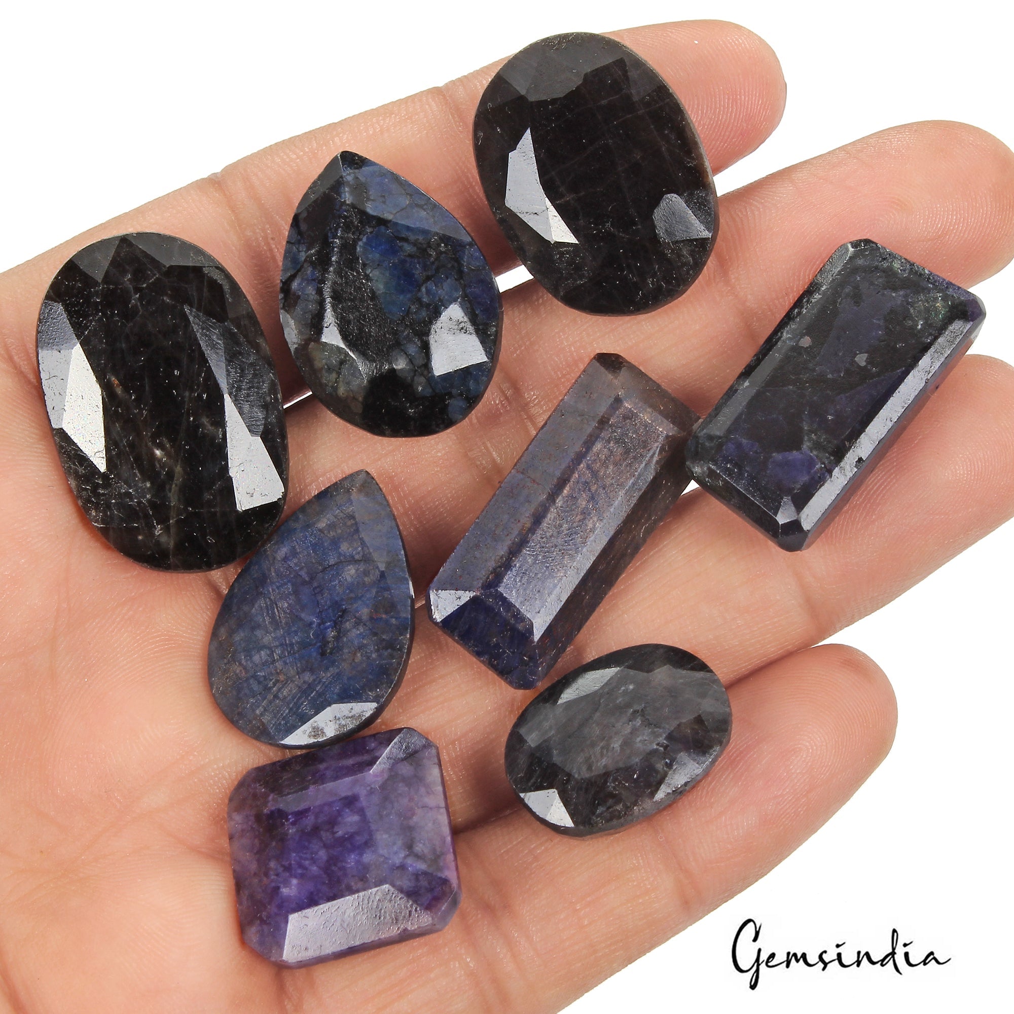 300 Ct Natural Blue Sapphire Mix Faceted Earth Mined Loose Gemstone Lot 8 Pcs