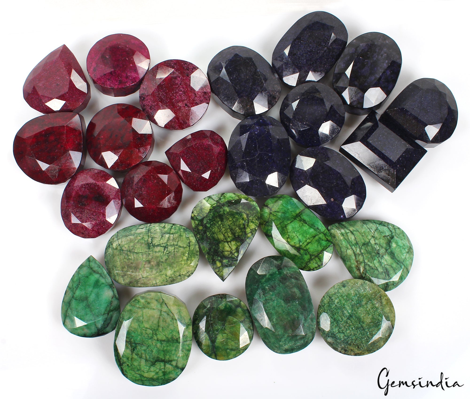 10 Kg Natural Ruby Emerald Sapphire Mix Cut Museum Size Loose Gemstones 66-102mm