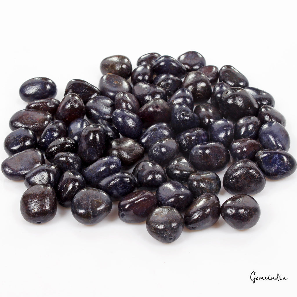 1770 Ct Natural Blue Sapphire Tumble Cab Loose Drilled Beads Wholesale Lot~60 Pc
