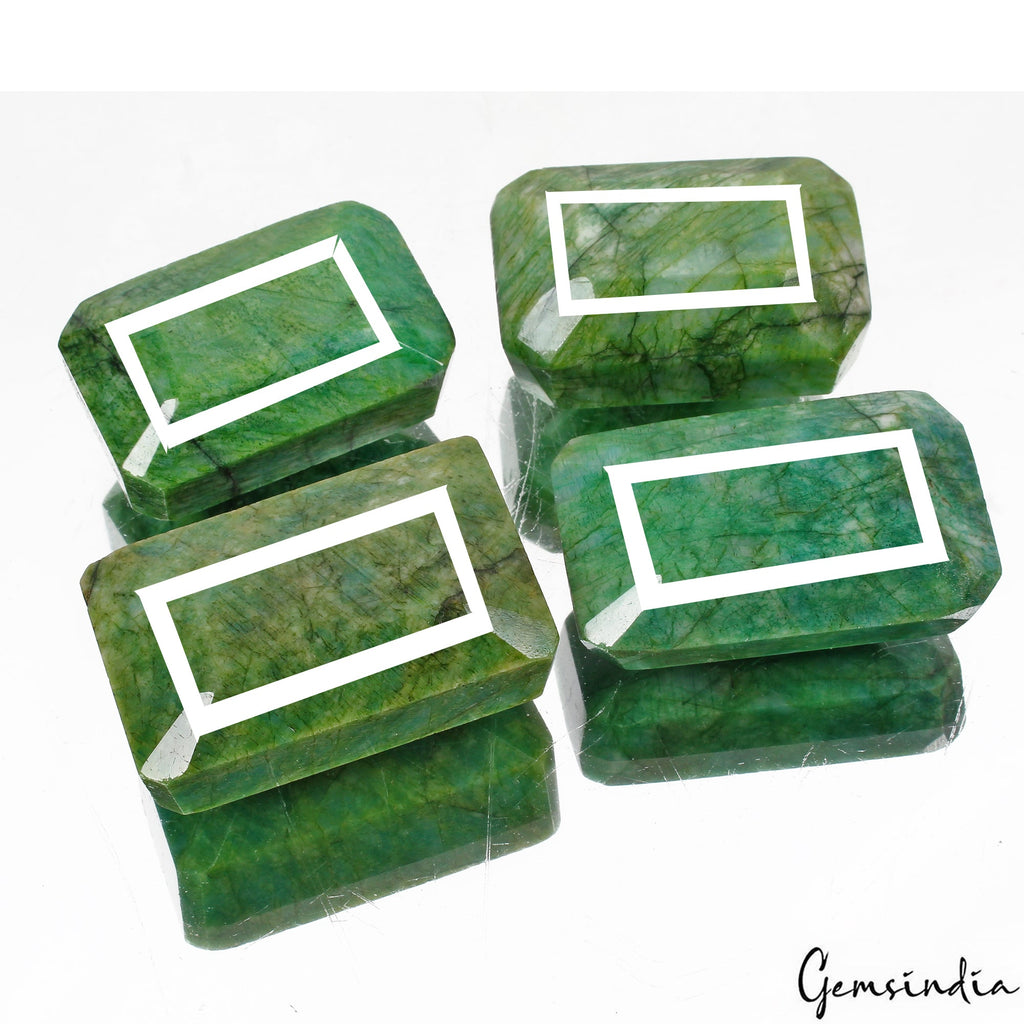 1200 Cts/4 Pcs Natural Brazilian Green Emerald Octagon Cut Wholesale Gems Lot