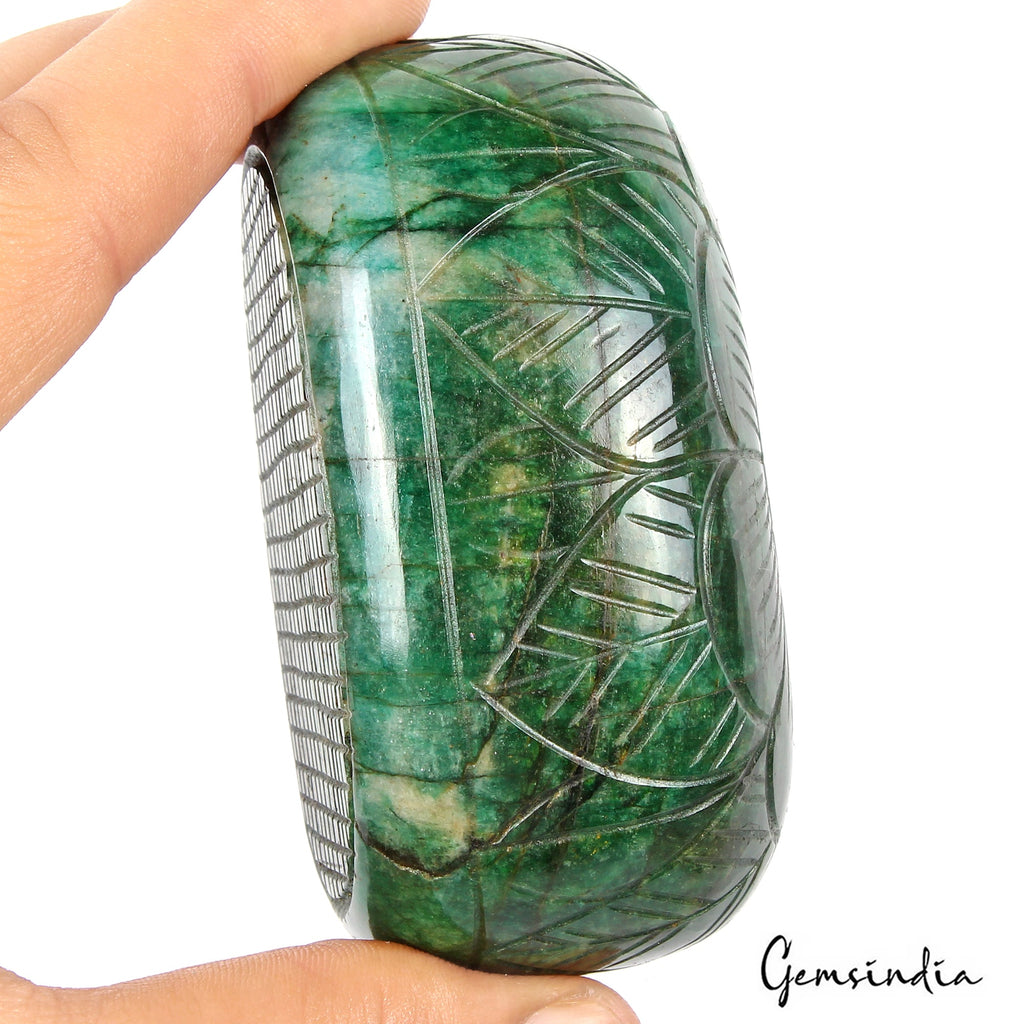 2150 Ct Natural Dark Green Brazilian Emerald Both Side Carving Oval Cut Gemstone