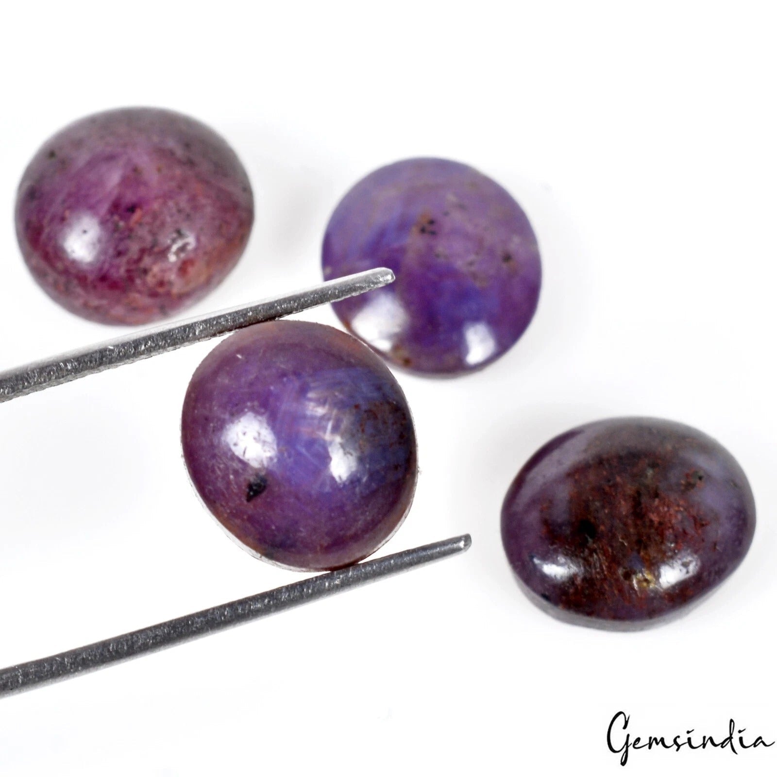 4 Pcs Unheated Natural Star Sapphire 12-13mm Oval Loose Cabochon Gemstones Lot