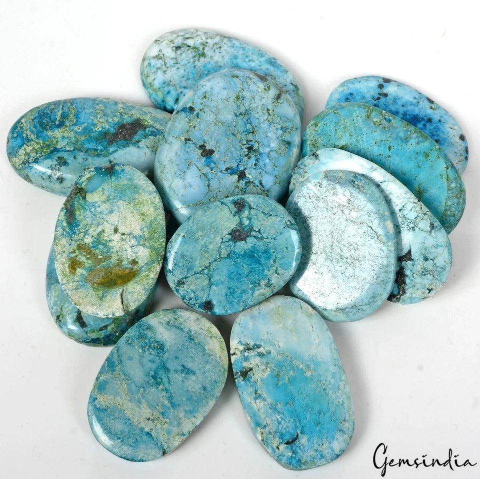 1000 Ct/13 Pcs Natural Blue Arizona Turquoise Oval Cab Loose Gems Wholesale Lot