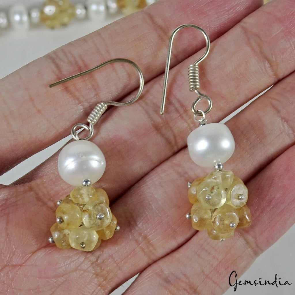 405 Cts Natural Hessonite Garnet Freshwater Pearl Designer Handmade Jewelry Set