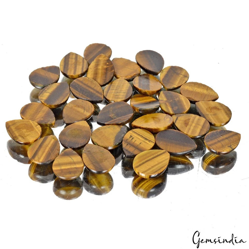 370 Cts/30 Pcs Natural Untreated Bi-Color Tiger Eye Pear Cabochon 20mmx15mm Gems