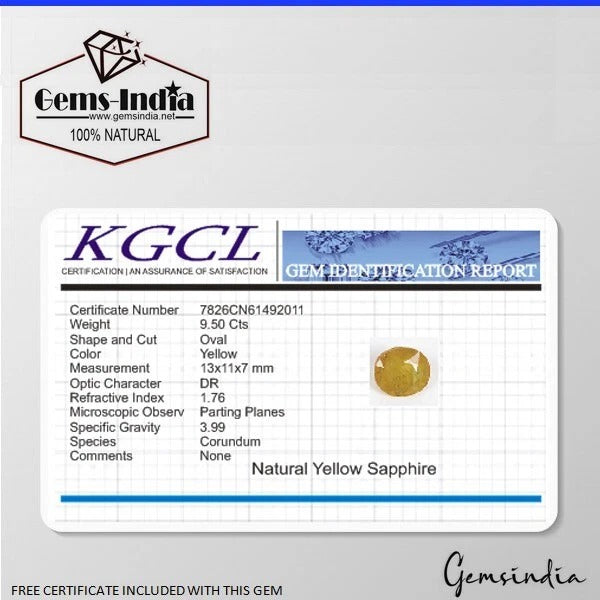AAA 9.50 Cts Natural Yellow Sapphire Oval Faceted Cut Certified Loose Gemstone