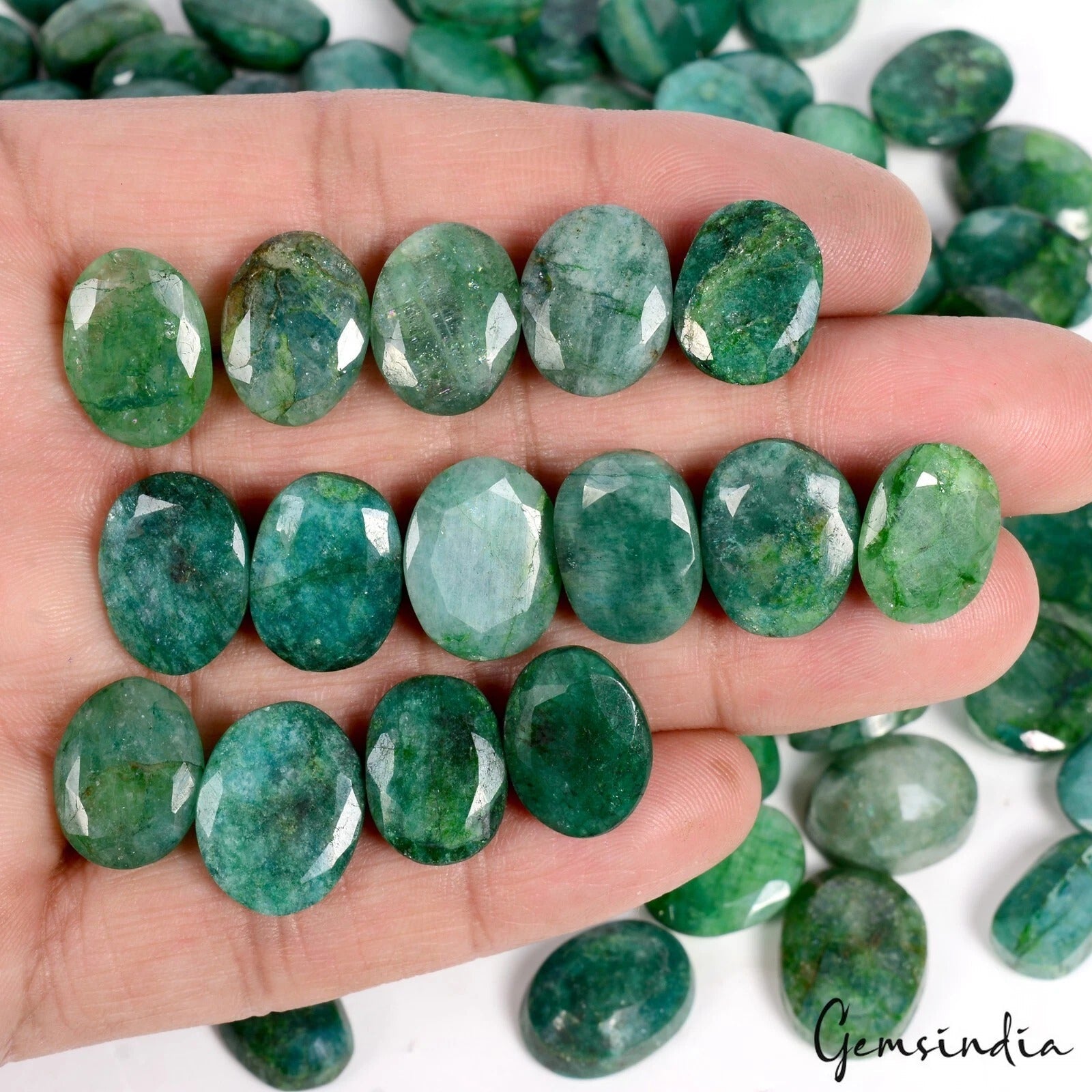 1000 Ct 103 Pcs Natural Brazilian Emerald Green Oval Cut Loose 11-18mm Gemstones