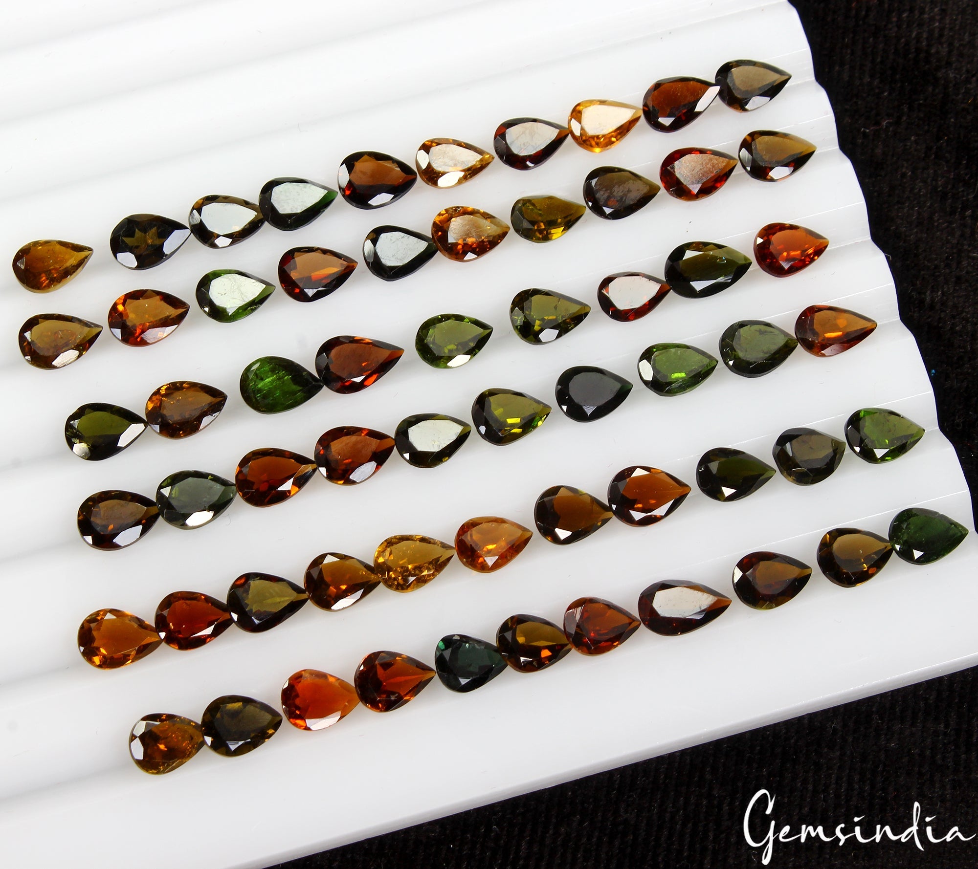 Certified 60 Pcs Natural Tourmaline Multi Color 7x5mm Loose Mozambique Gemstones