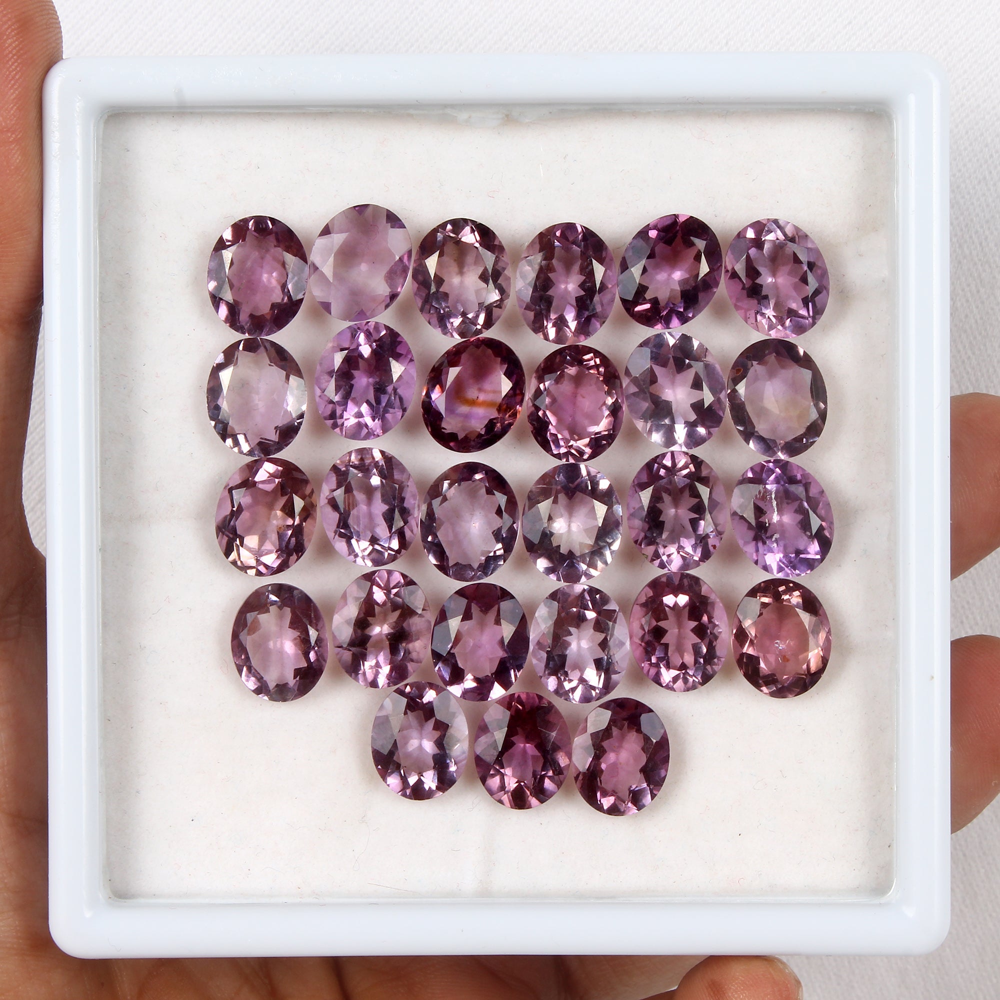 Oval Cut Natural Top Rich Purple Amethyst Brazil Lot 115.5ct 27pcs 12x10mm Gems