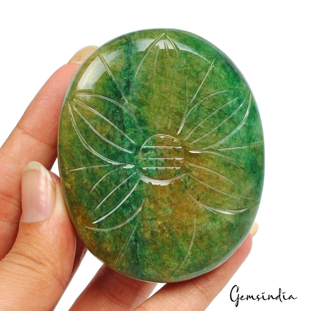 900Ct Natural Brazilian Yellow Green Emerald Oval Cut Both Side Carving Huge Gem