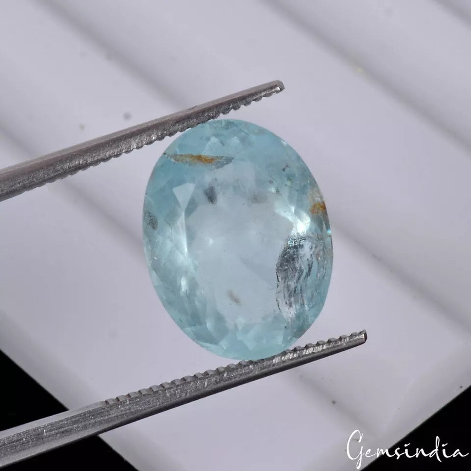 Aquamarine Loose Gemstone, Untreated, Blue — 12x9x7mm, 4.80 Ct